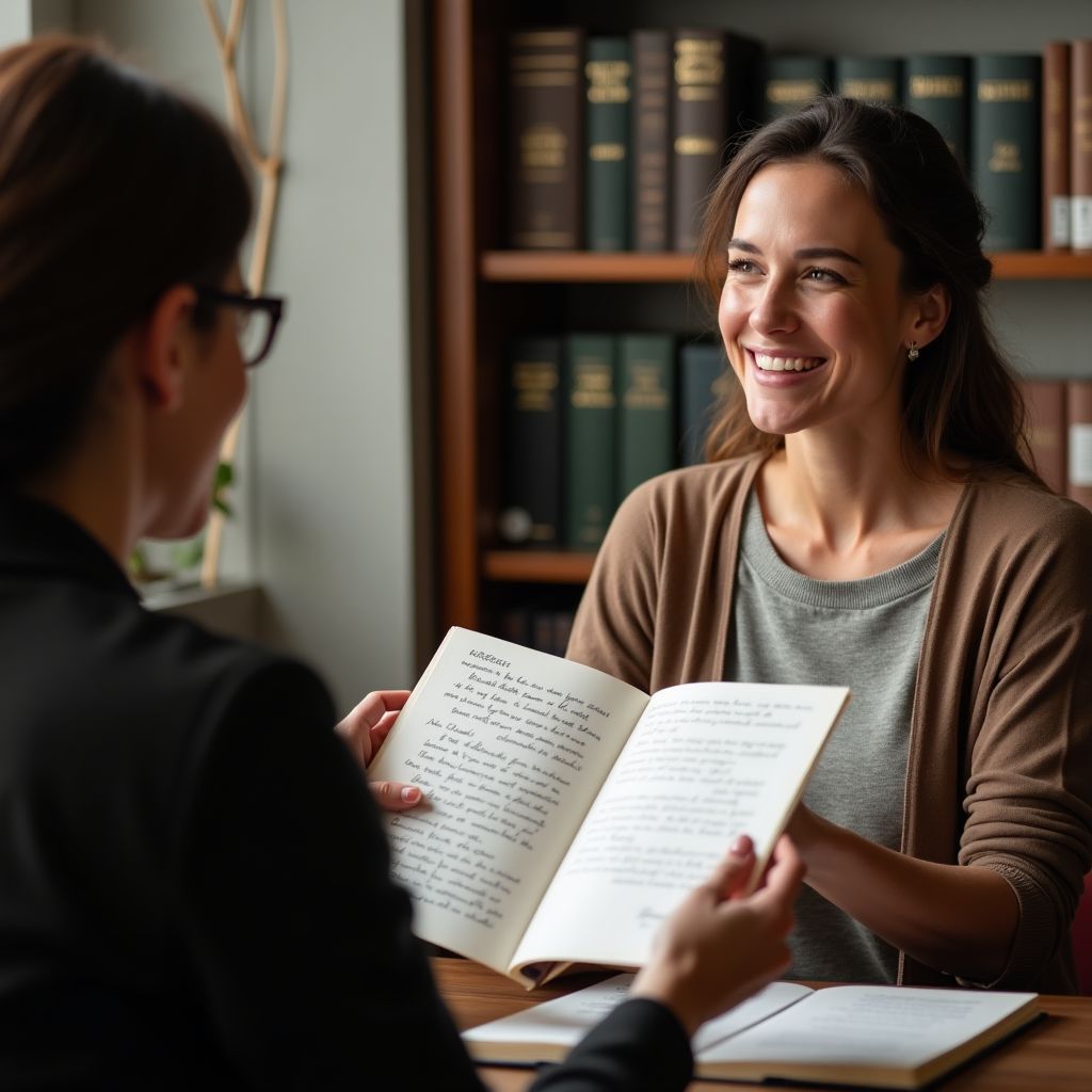 Conselheira espiritual orienta mulher na interpretação de carta psicografada
